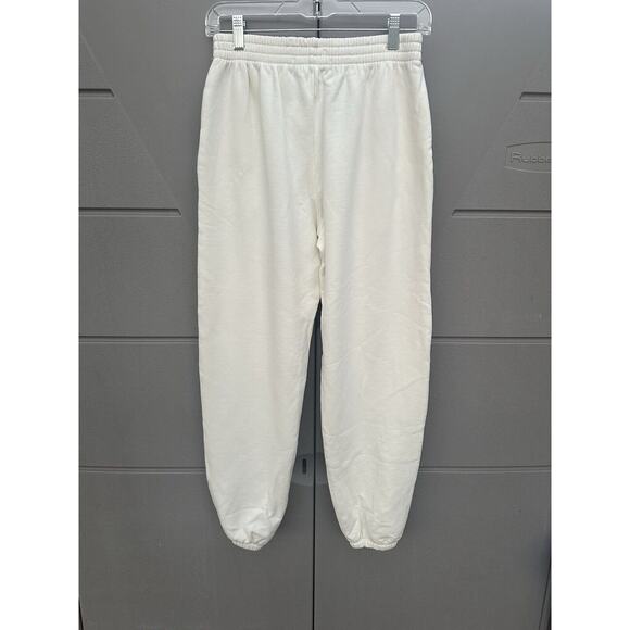 Daydreamer Records Ivory Slouchy Cotton Boyfriend Jogger Sweatpants Womens Small - Picture 6 of 11
